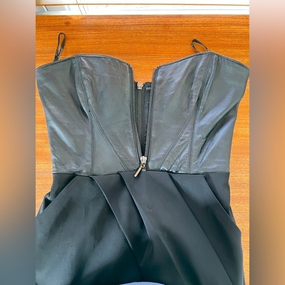 BEBE Leather Black Strapless mini Dress, size 00 - Picture 7 of 14